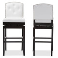 Baxton Studio White Faux Leather Button-tufted Upholstered Swivel Bar Stool, PK2 122-6751